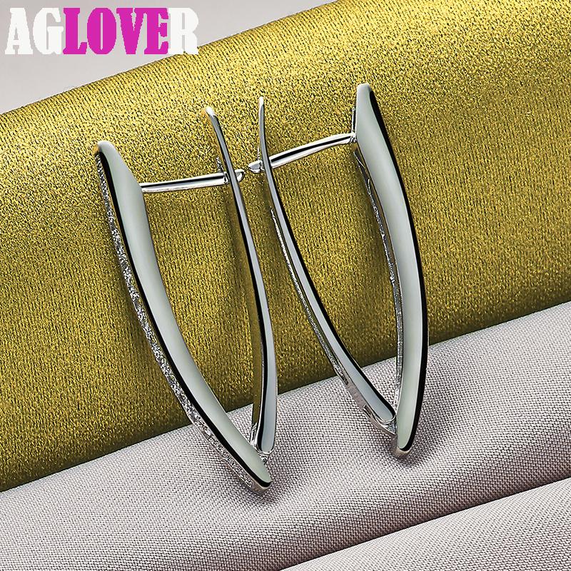 925 Sterling Silver AAA Zircon Charm V Earring Jewelry