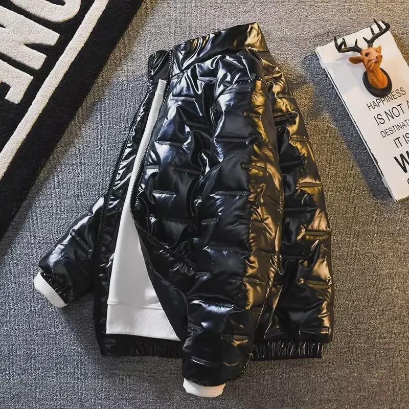 2025 Herren Trendy Glänzende Baumwolle Stehkragenjacke - Leichter, Warmer Wintermantel