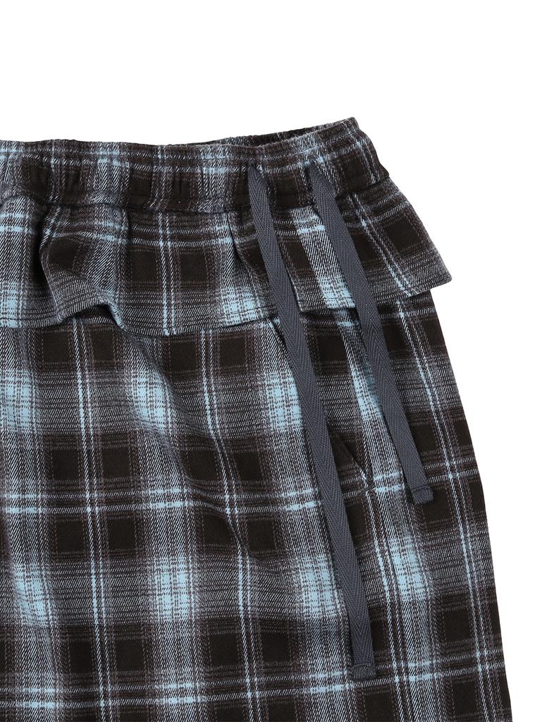Tuomio Frill Layered Check Pants [Blue]