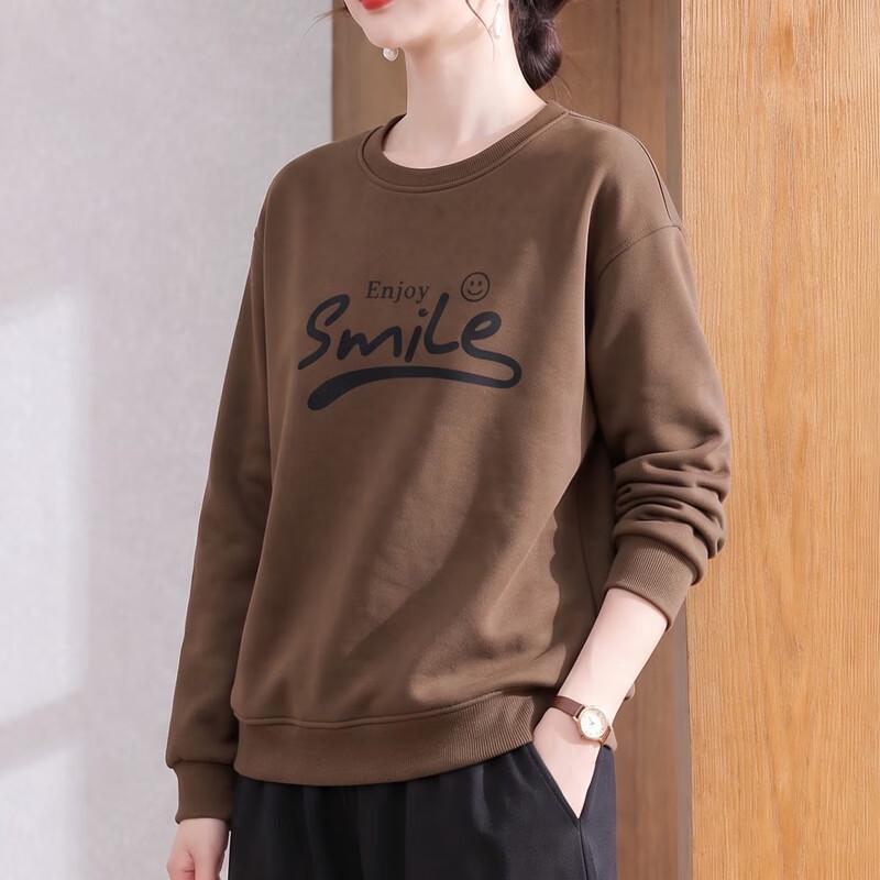 Yalu Women's Crew Neck Printed Long Sleeve Casual Sweatshirt