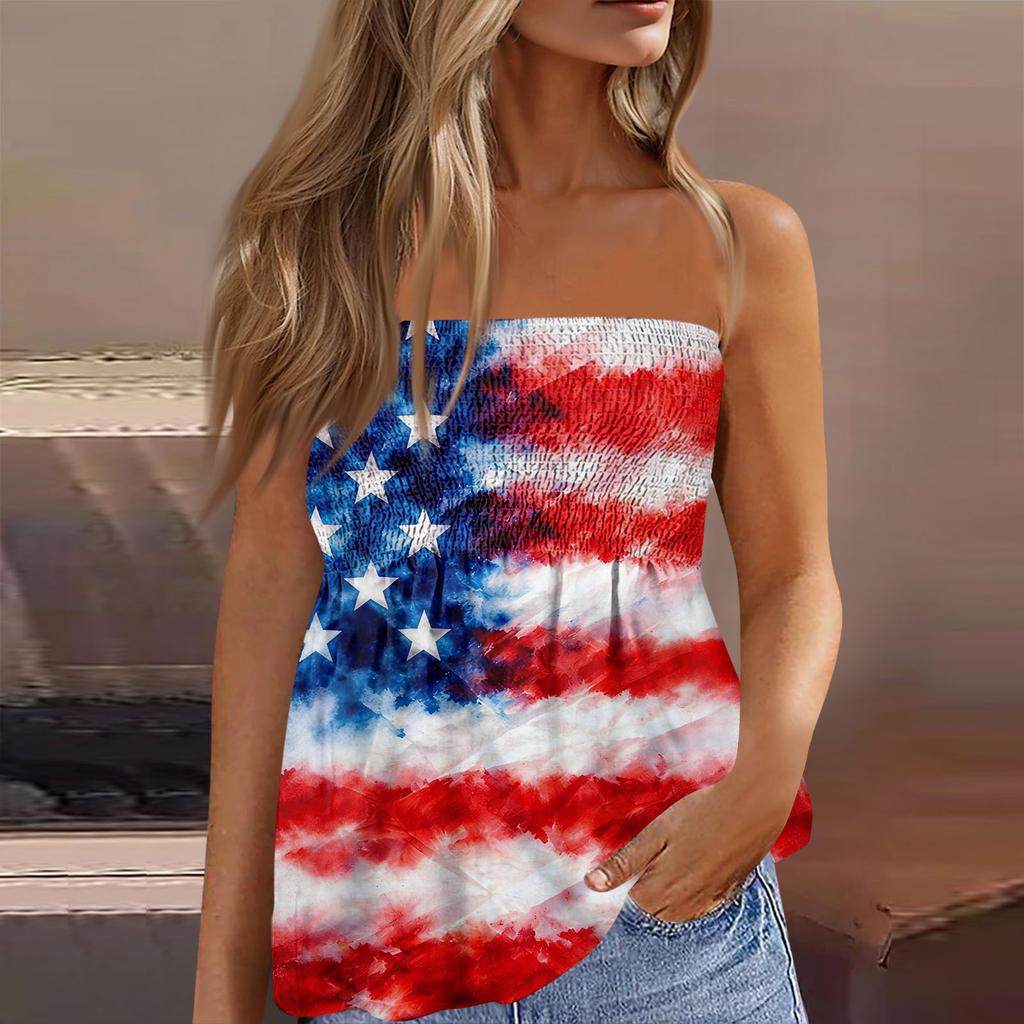 Summer Tube Tops For Women,Cute Sexy Off Shoulder Print Sleeveless T-Shirt