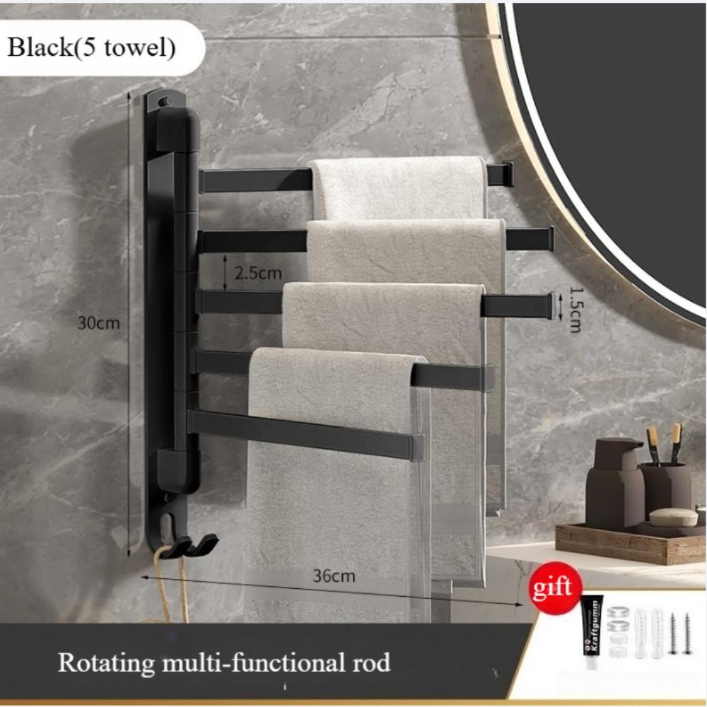 Multi-pole Suction Cup Towel Rack 180°Rotating Clothes Hanger Fashion Bathroom Towel Pole Rag
