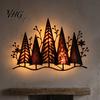 Modern Wall Sculpture Acrylic Forest Decoration with Warm LED Light, Glowing Tree Decor, Silhouette Sign Lighted Art for Christmas Home Living