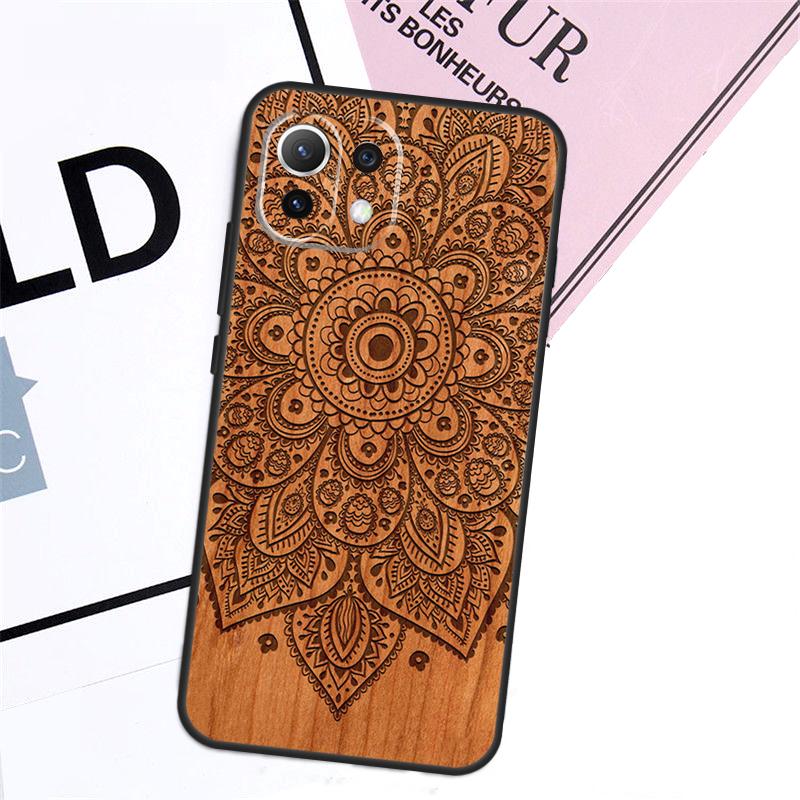 

Mandala Floral Wood Case For Xiaomi 17 Pro Max 14 15 Ultra 13T 14T 15T Pro POCO F8 F7 F5 F6 X5 X6 X7 Pro Cover For POCO X7 Pro