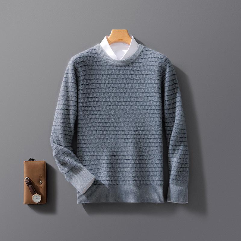 

Новый кардиган жаккардовой вязки с круглым вырезом для осени и зимы, повседневный и модный теплый кашемировый вязаный свитер, универсальная базовая рубашка XXXL