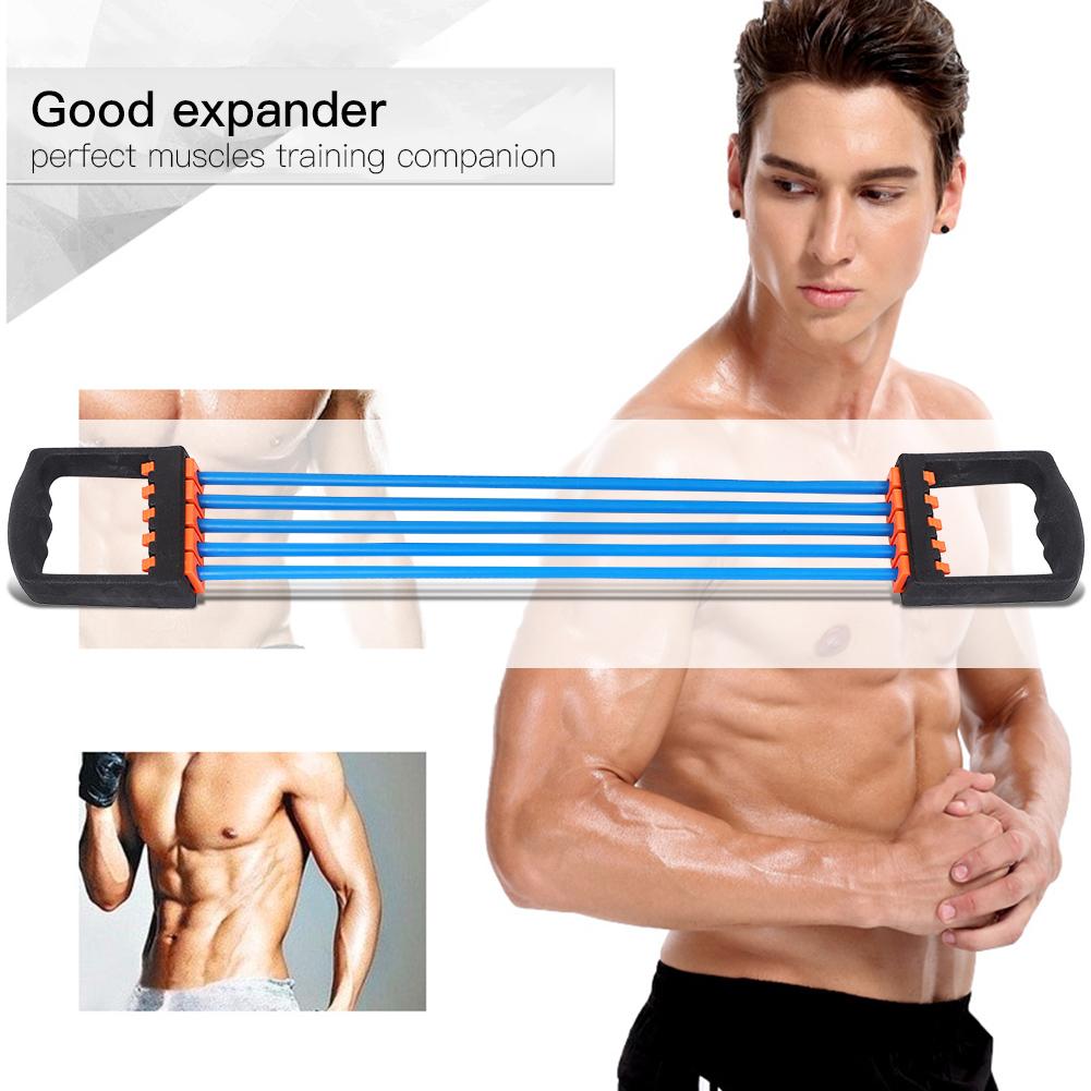 Five Rubber Chest Expander Strong Resistance Cable for Gym Fitness Sports Training Blue