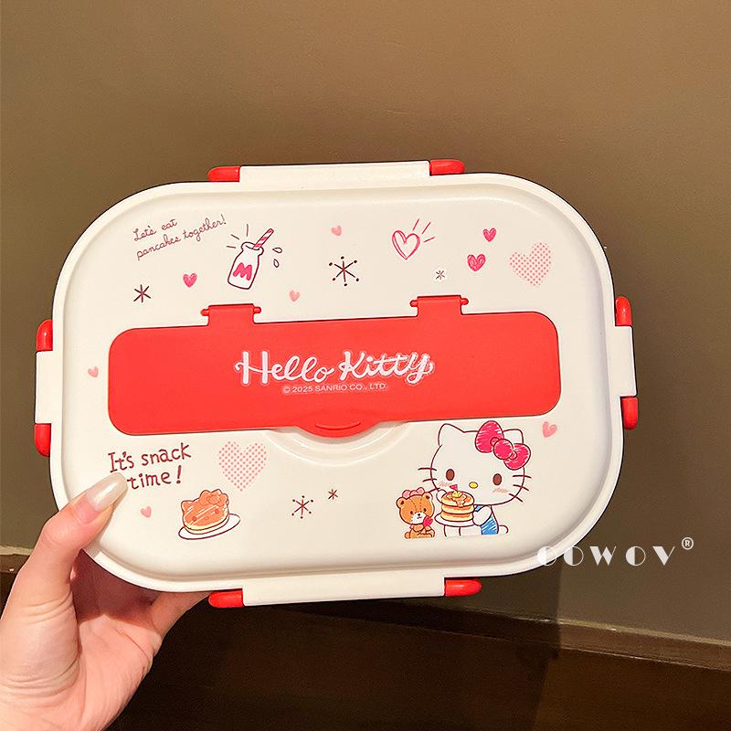 

Sanrio Hello Kitty столовые приборы из нержавеющей стали 304 термоизоляционный ланч-бокс студенческий ланч-бокс для офисного работника секционный бенто-бокс красный