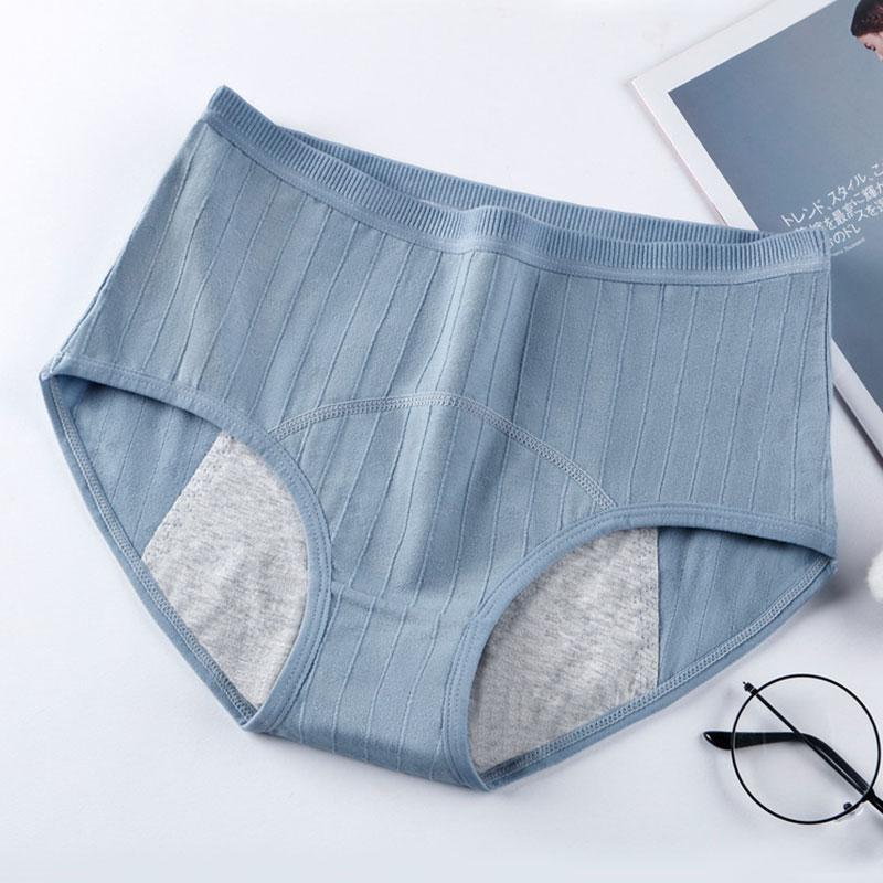 Women Underwear Breathable Mid-Waist Menstrual Knickers Cotton Panties Period Pants Leak-Proof