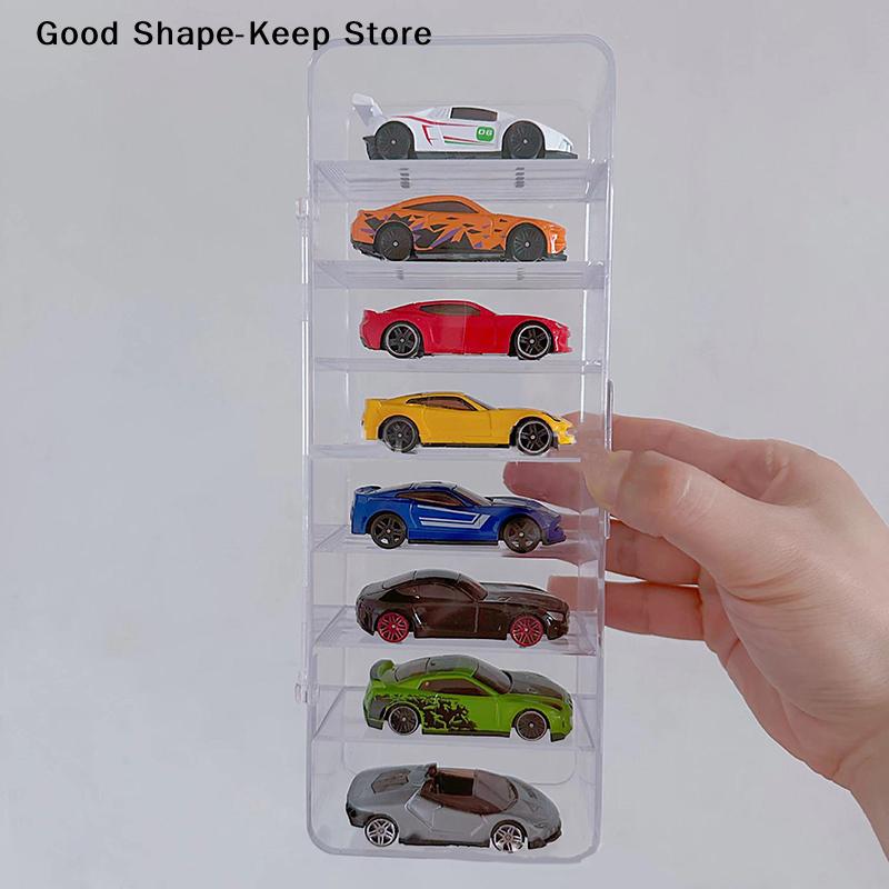 Grid Acrylic Display Case for 1:64 Car Models; Stackable, Dustproof Toy Car Storage Box