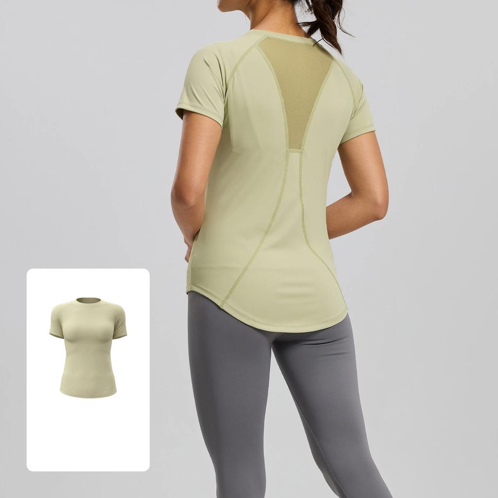 Summer New Style Mesh Yoga Short Sleeved Women Shaping Quick Drying Breathable Sports Fitness Tops Female