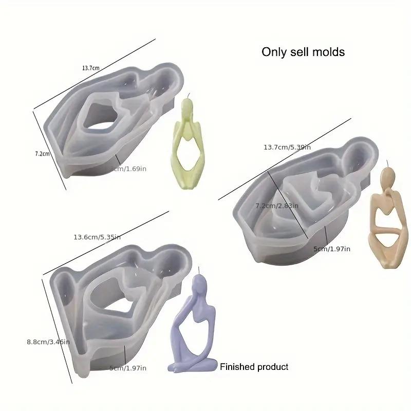 3Pcs Human Figure Sculpture Silicone Mold Set for Aromatherapy Candles and Plaster Decorations