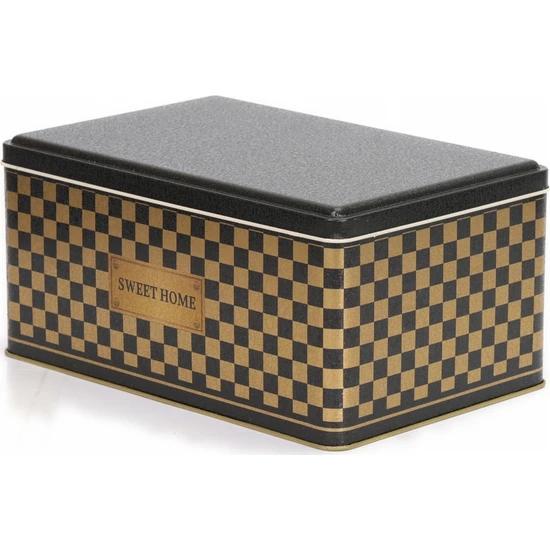 

Прямоугольный многоцелевой металлический контейнер для хранения пищевых продуктов в клетку 5,5 л - желтый черный