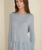 RONRON Pendant Ruffle Layered Slim Long Sleeve Sky Blue