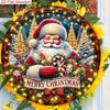 Merry Christmas Santa Wreath Metal Tin Sign Farmhouse Door Wall Decor