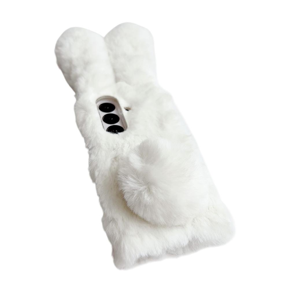 For Samsung Galaxy Z Fold7 5G Case Bunny Ears Winter Plush Hard PC Phone Cover