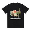 I Eat Cement Cursed Cat Funny Meme T Shirt for Women Fashion Casual Short Sleeve T Shirts Women T-shirt Tops