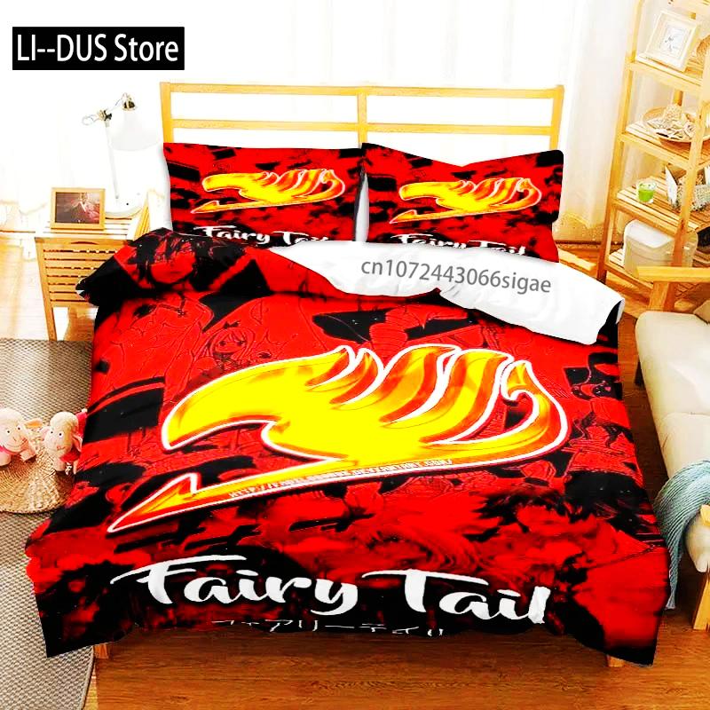 

3D аниме Fairy Tail комплект постельного белья кровать из трех предметов пододеяльник односпальная двуспальная кровать пододеяльник размера Queen размер комплект для взрослых мальчиков спальня EU single(135x200cm)