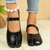 Black Patent Leather Tabi Mary Jane Shoes For Women Ankle Adjustable Buckle Split Toe Ballet Flats Custom Colors Handmade Flats