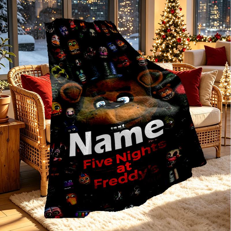 Custom Name Personalized Five Nights at Freddy's Print Blanket, Home Decor, Bedroom, Sofa, Camping, Couch, Gifts for Birthday Christmas