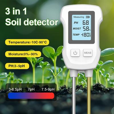 3 In 1 Digital LCD Soil Meter Temperature Humidity PH Meter with Backlight Plant Measuring Instrument for Flower Plants Garden