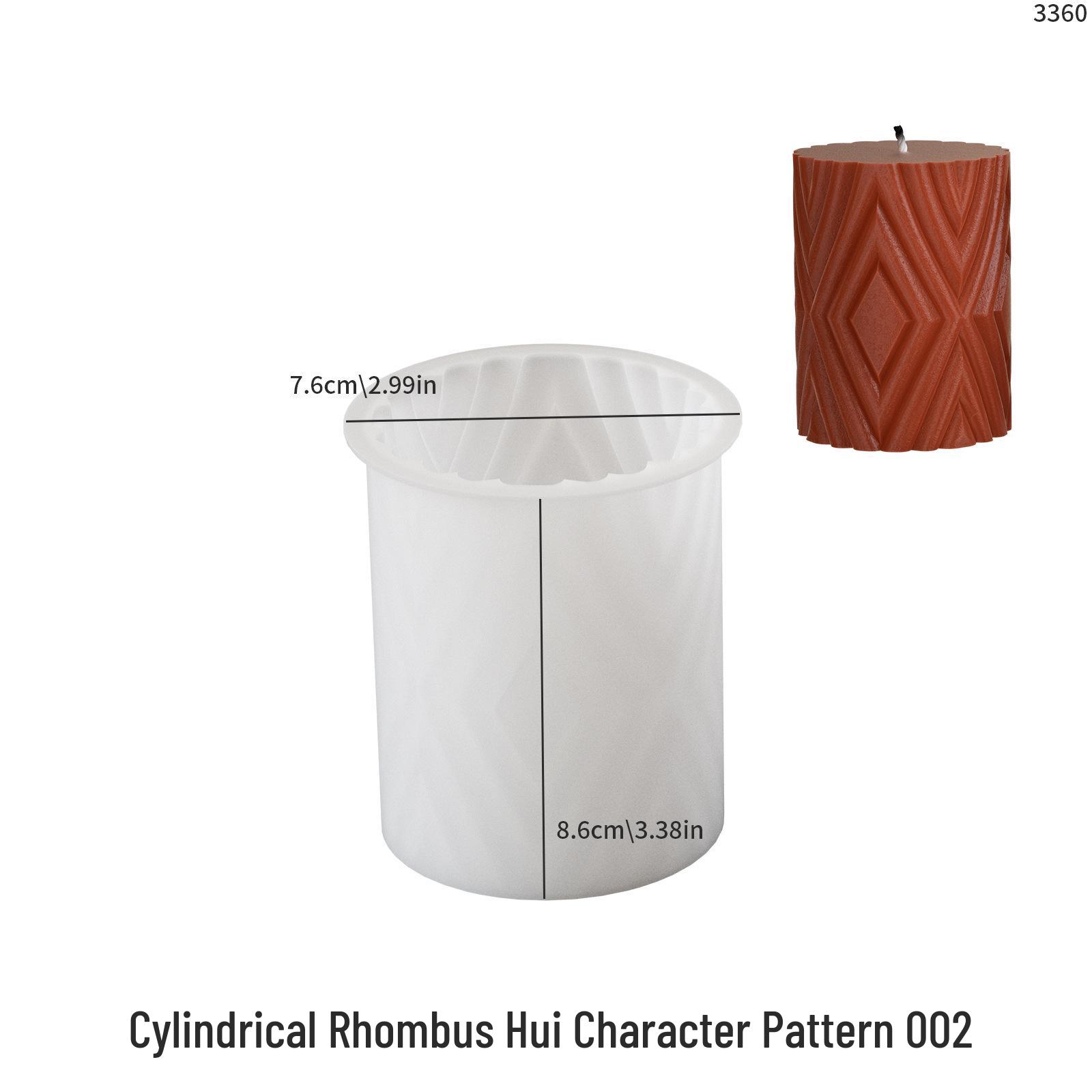 Cylindrical Resin Mold for DIY Aroma Diffuser and Candle - Rhombus Leather Texture Silicone Mold