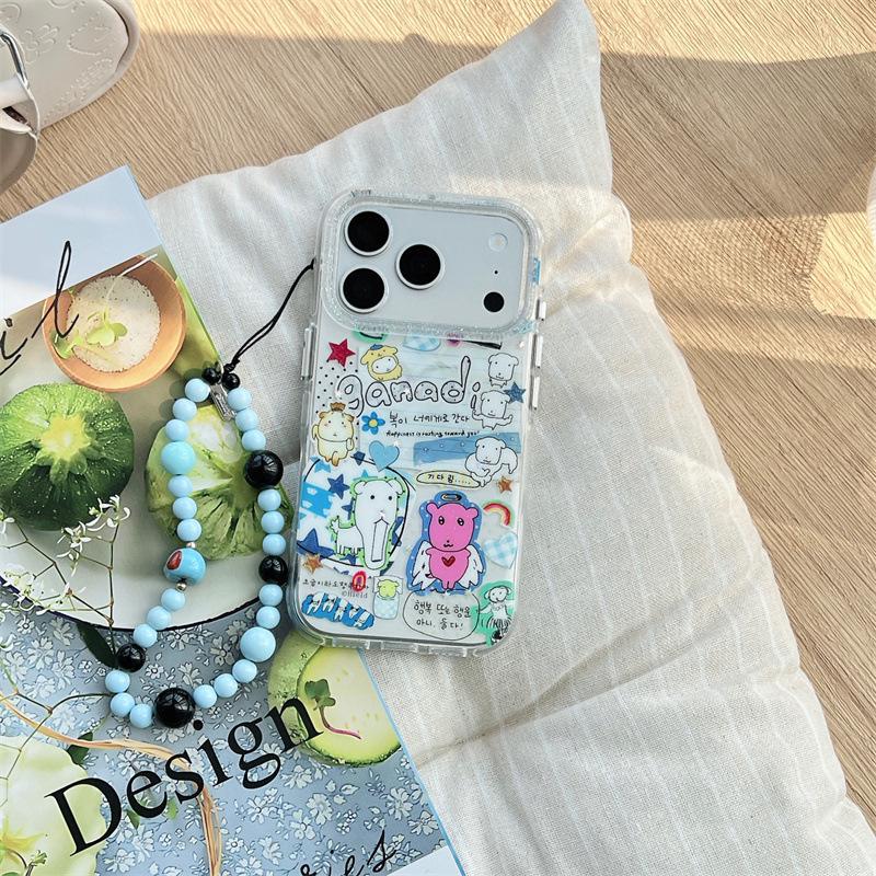 Graffiti Welpen Ketten Handyhülle für iPhone 14/15/16 Pro Max/17