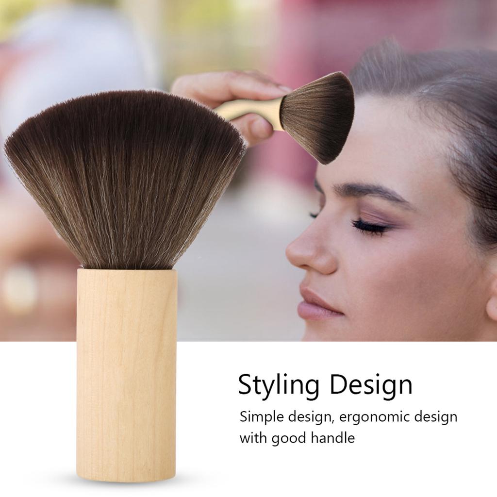 Barber Cleaning Wood Handle Hair Sweep Brush Hairdressing Neck Face Duster Tool