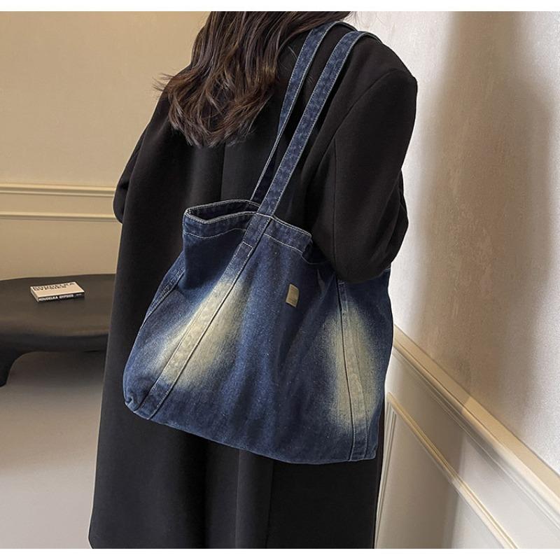 Retro Canvas Freizeit-Einkaufstasche mit großem Fassungsvermögen, einfache und leichte Pendler-Tragetasche