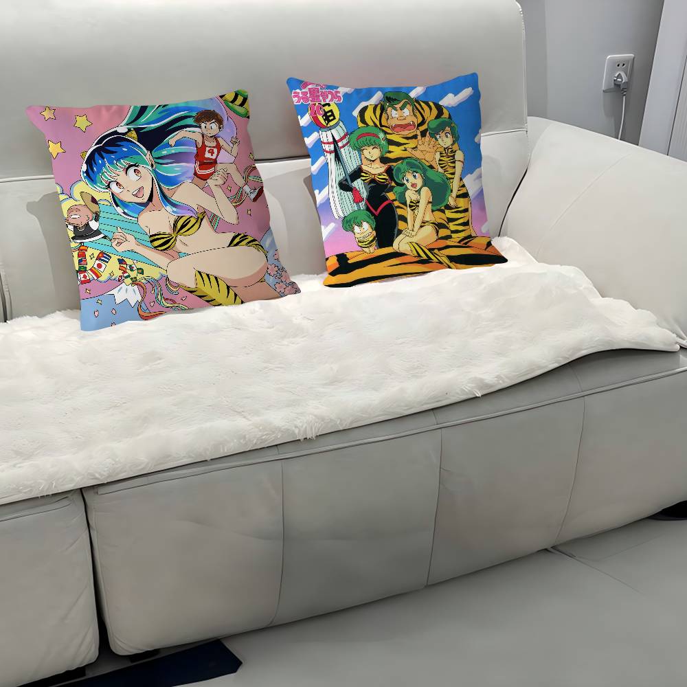 Cartoon U-Urusei Y-yatsura Kissenbezug Abnehmbarer Waschbarer Kissenbezug – Ganzjährig Weiches Leinen