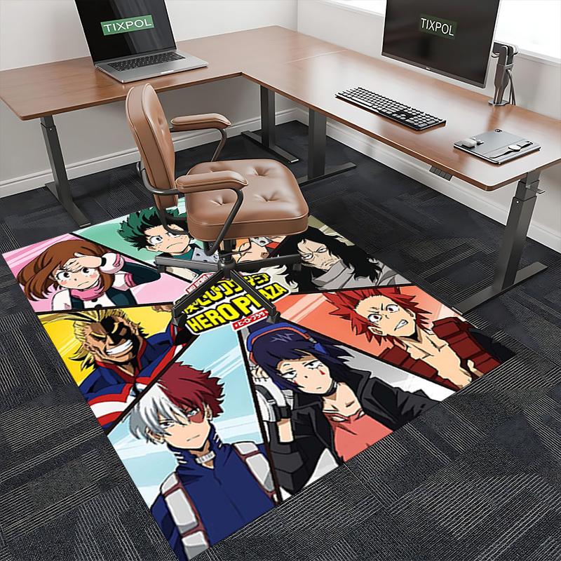1pc My Hero Academia Anime Cartoon Design Chair Mat - Seasonal Gift for Office, Home Decor, Living Room, Bedroom, Game Room - Non-Slip Carpet Suitable