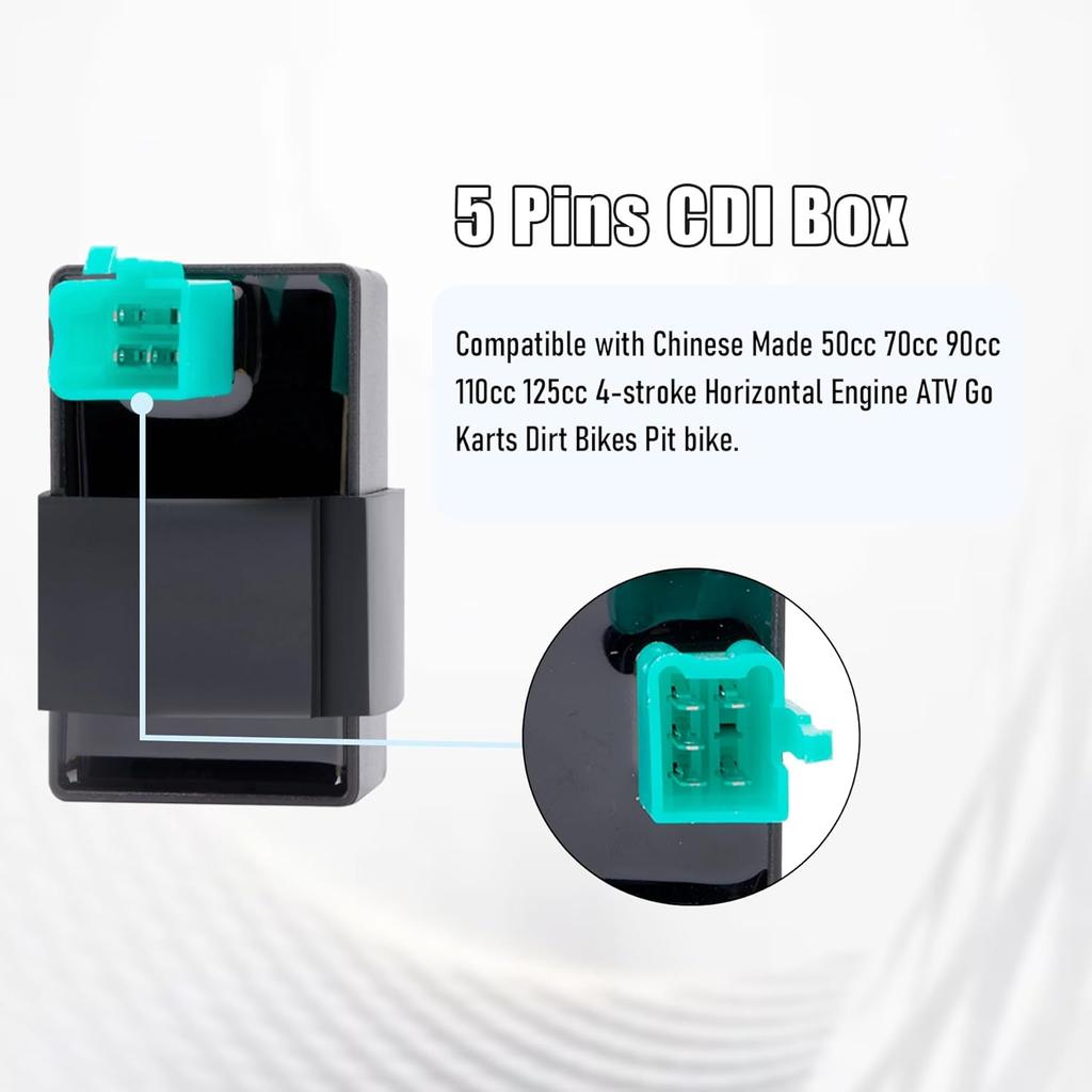 Ignition Coil 5-PIN CDI Box Solenoid 4-PIN Relay Voltage Regulator Spark Plug Kit For 50Cc 70Cc 90Cc 110Cc 125Cc ATV Chinese Go Kart Dirt Bike Pit