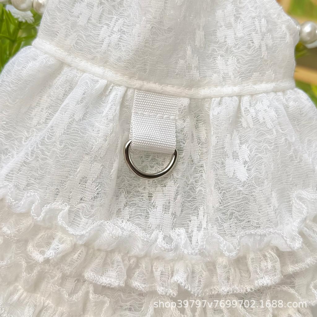 Spring and summer mesh flying sleeves princess dress dog cat sunscreen clothes anti-hair loss breathable pet clothing