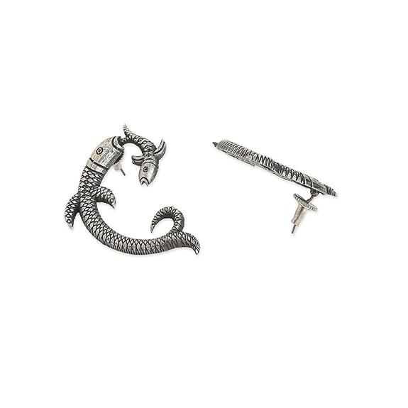 Oxidierte handgefertigte Fisch-Boho-Ohrstecker für Frauen und Mädchen