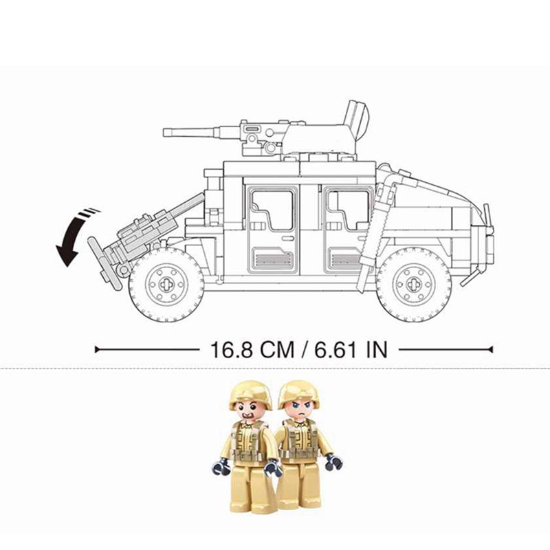 SLUBAN 265 Military Assembled Building Blocks Toys Tank Car assault Vehicle