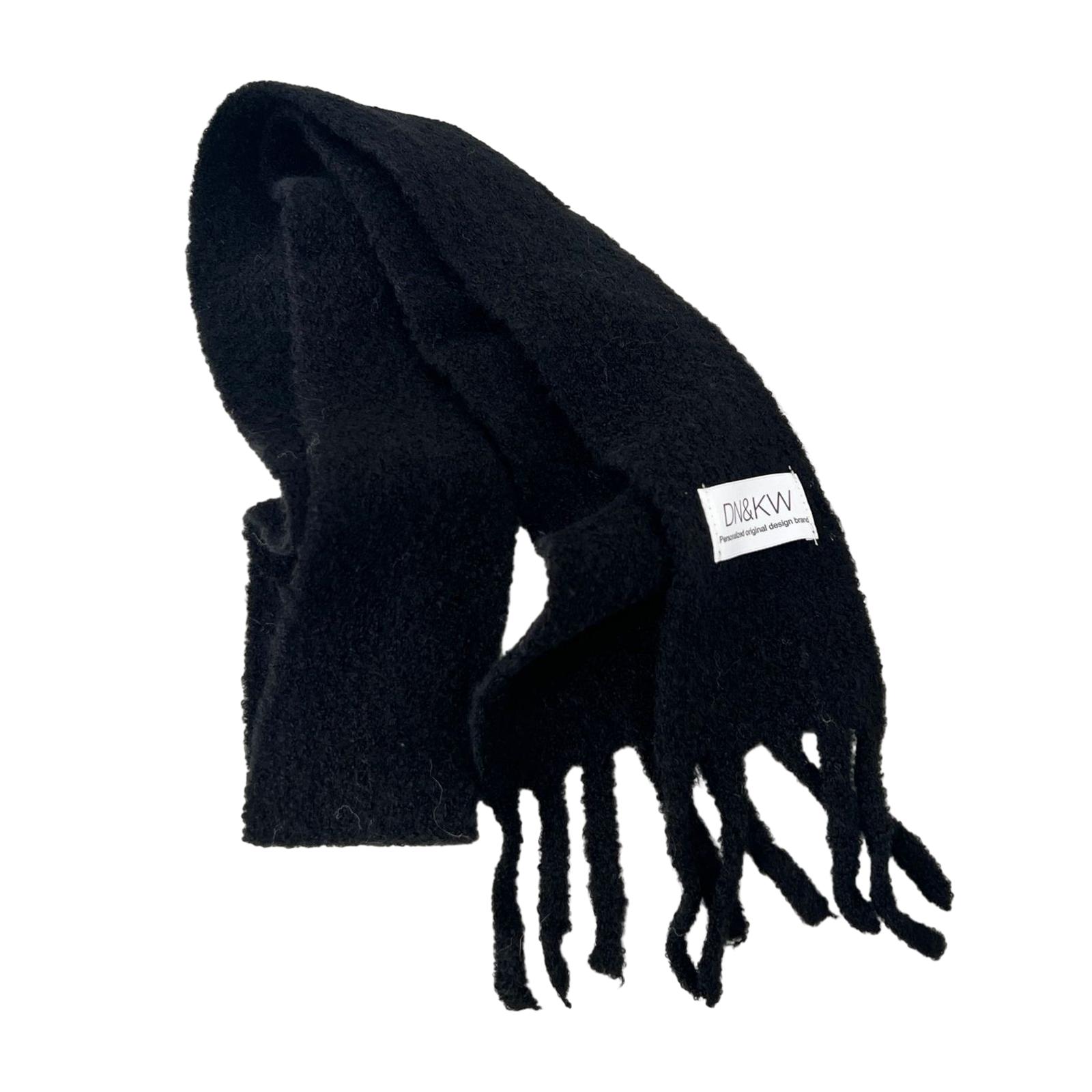 

Women Winter Scarf Maillard Styling Neckerchief Harajuku Style Decorative Scarf Thin Knitted Neck Guard Lightweight чорний