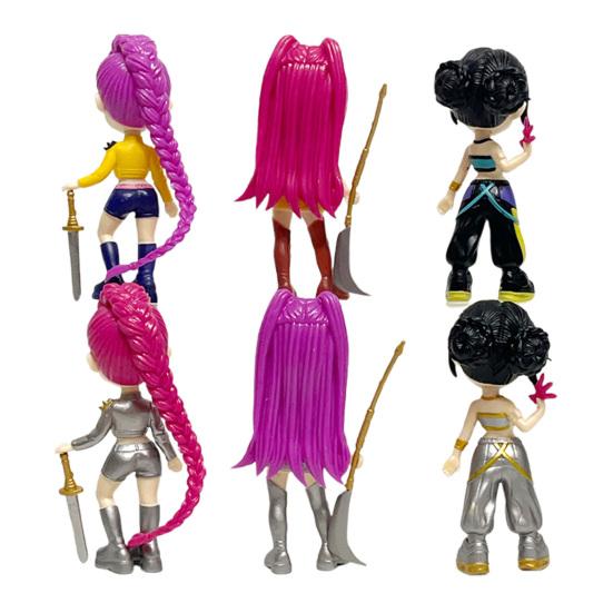 6Pcs PVC Kpop Hunter Figure Animated Movie Character Figurine Statue Cartoon Girl Collectible Model Home Office Desktop Decoration Ornament