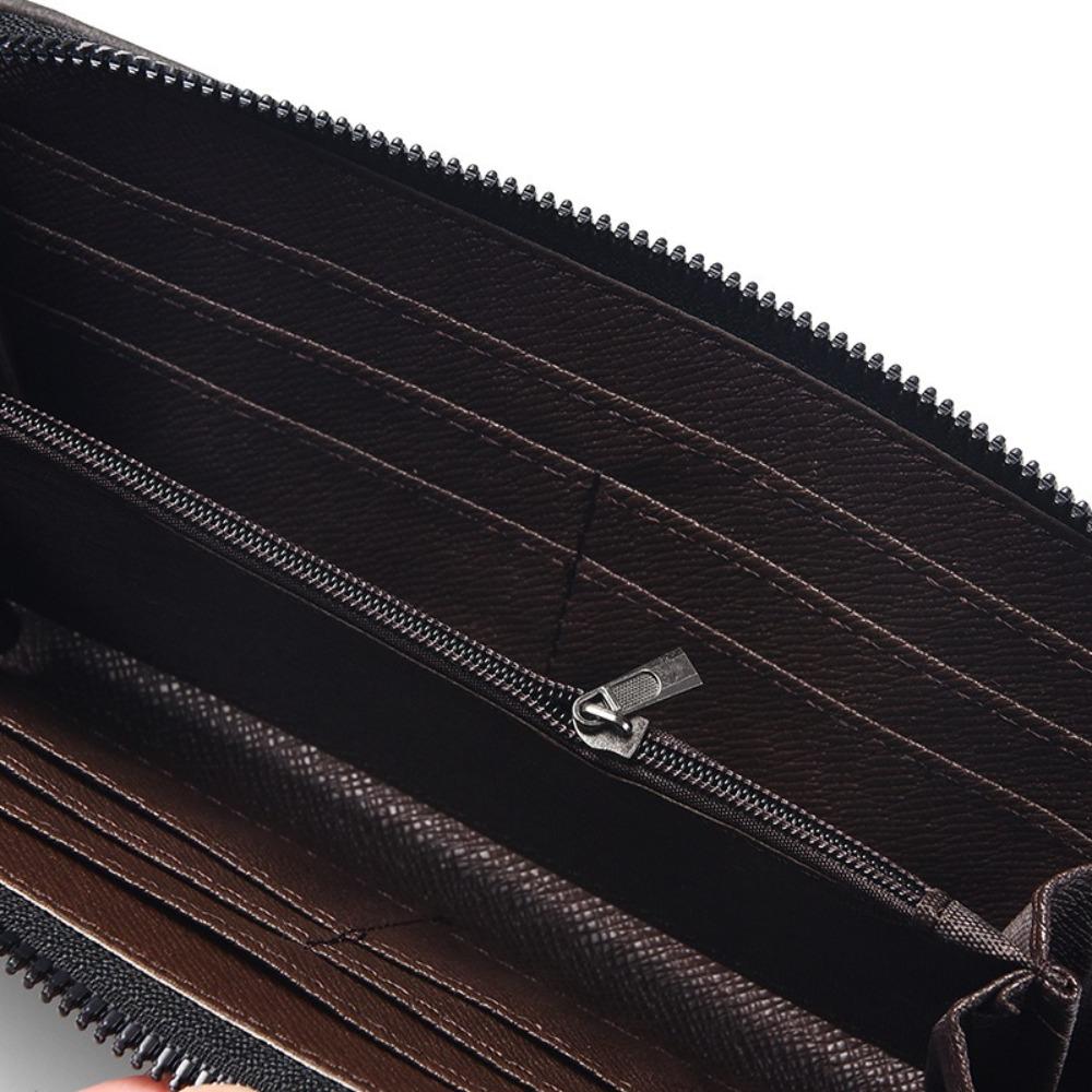 Zipper Business Clutch Bag Leather Men Card Holder Fashion Long PU Wallet  Unisex
