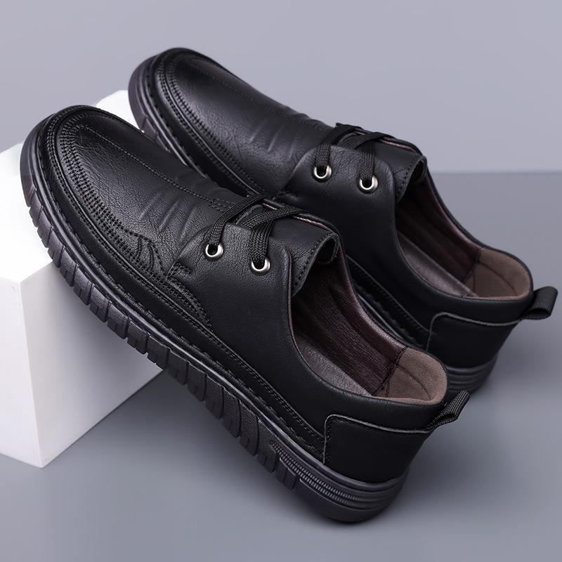 Popular leather shoes men's business leisure autumn new pedal shoes men's non-slip breathable soft sole versatile dad shoes