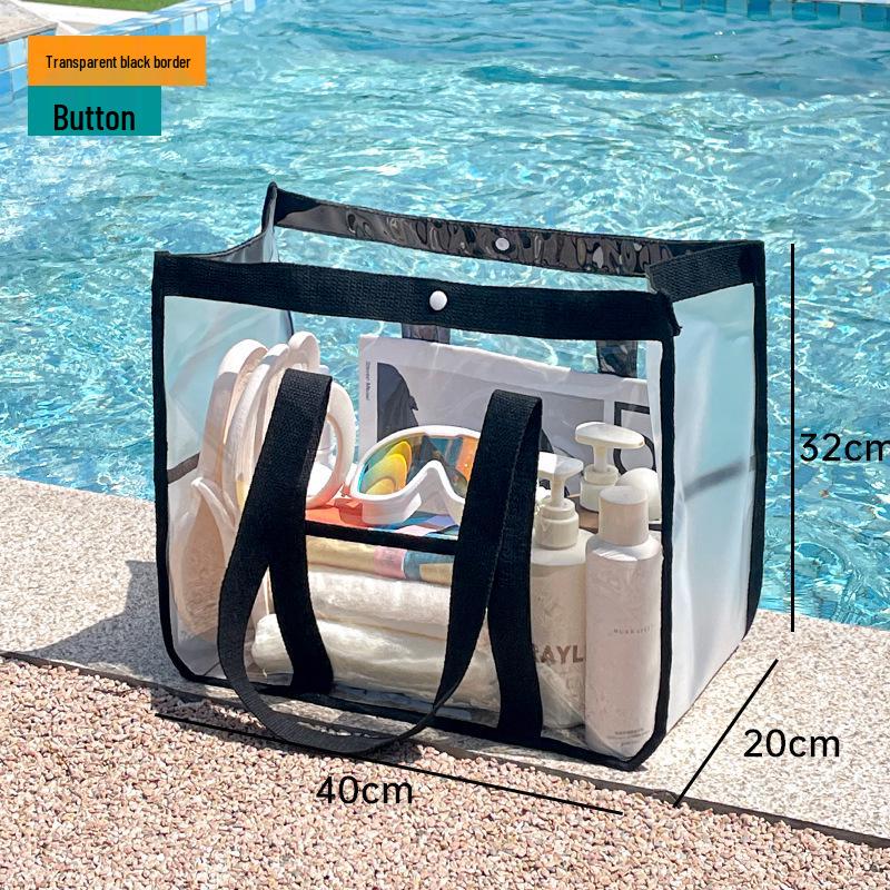 Große wasserdichte PVC-Strandtasche mit Knopfverschluss für Toilettenartikel & Kosmetik – Ideal zum Schwimmen und für den Außenbereich