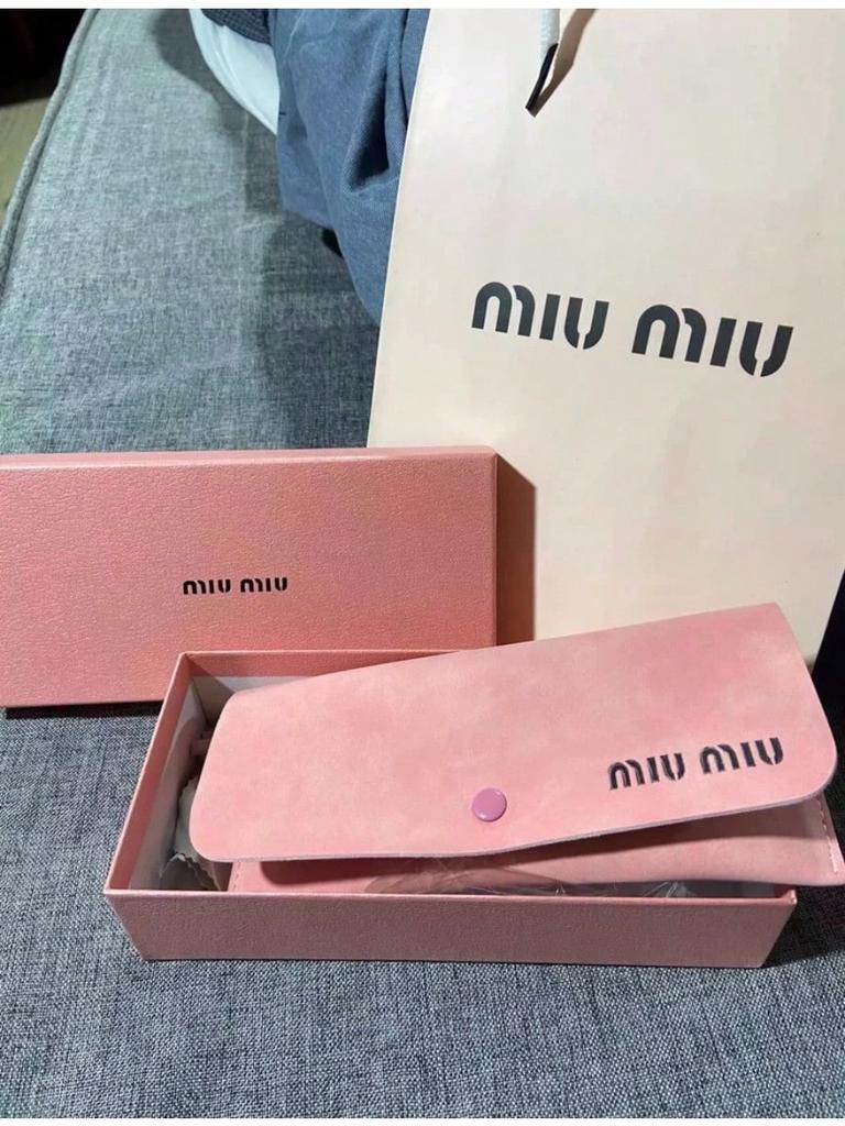 MIU MIU Pink Leather Eyeglasses Case Set