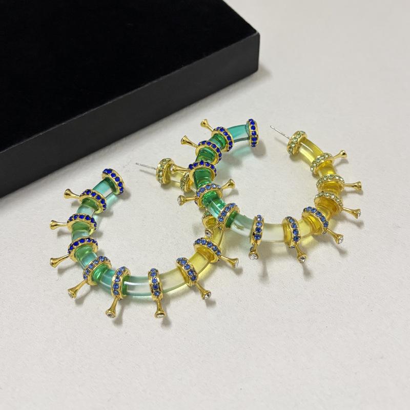 

Colorful Gradient Resin Circle with Sparkling Diamonds Earring Women Girls Gifts Fashion Jewelry Accessories Party Gift