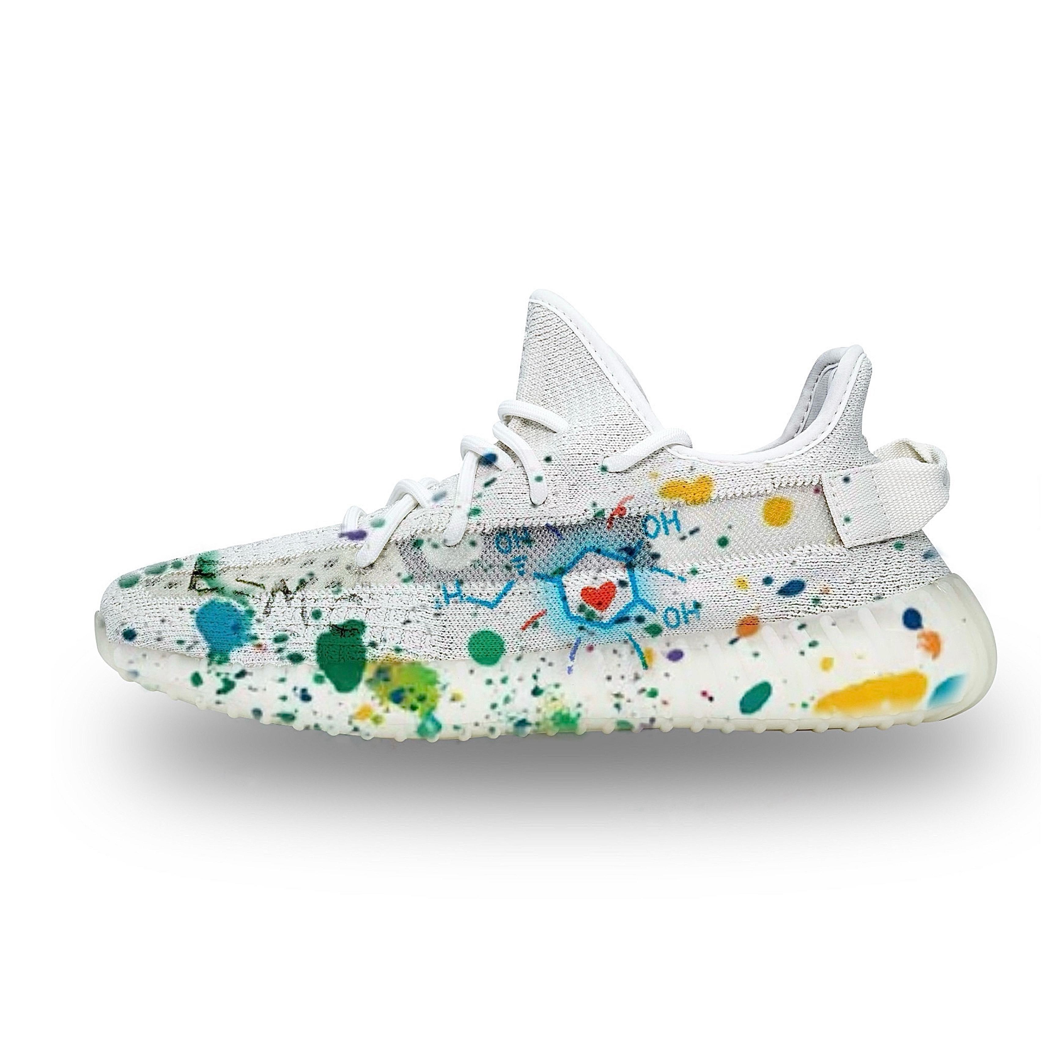 

Adidas Originals Yeezy Boost 350 Casual Shoes Unisex Low Top White/Blue/Green HQ6316(Team488-) 36⅔