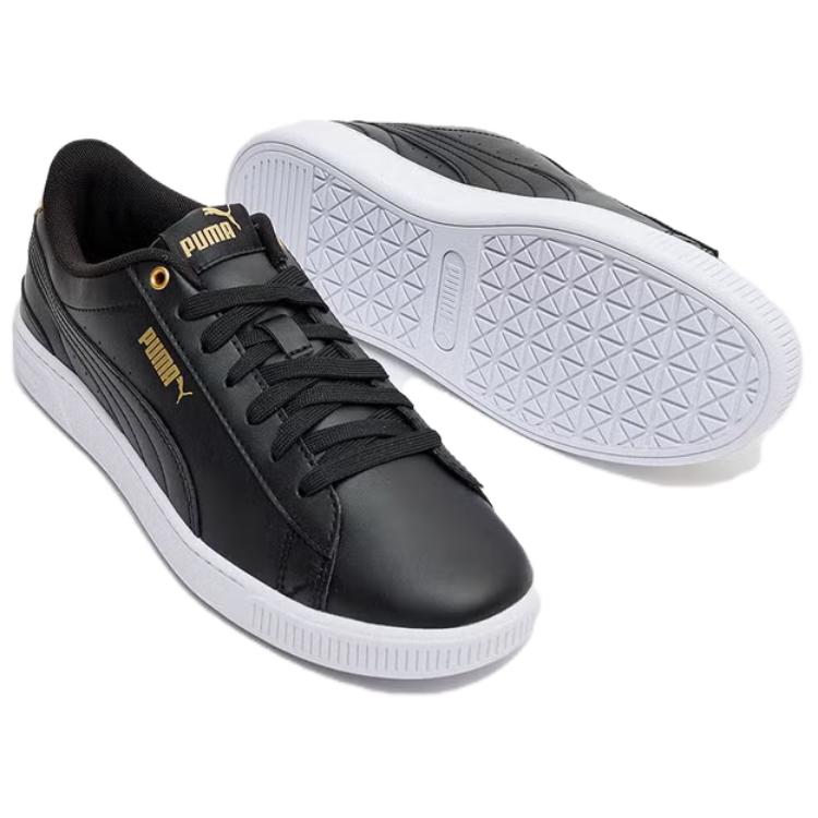 Women's Sneakers PUMA Vikky V3 Abrasion Resistant Low top Skateboard Shoes Women's Black Gold