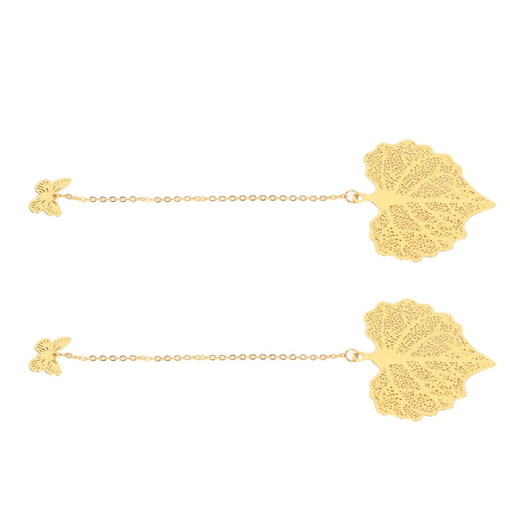 2pcs Leaf Vein Bookmark Metal Ingenious Vintage Thin Lightweight Hollow Leaf Bookmark for Household