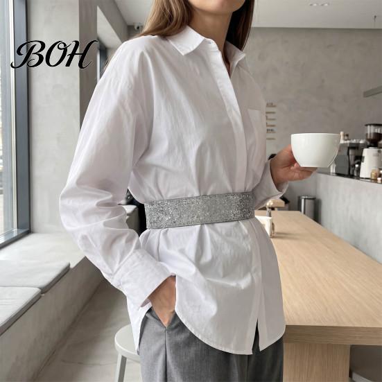 Stretchy Abdomen Shaper Sequined Waist Belt, Women Sparkly Wide Retro Dress Elastic Belt for Snap Buttons, Glittery Band Shirts Dresses