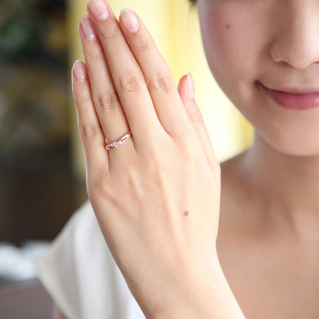 Heart Cubic Zirconia K10 Pink Gold Ring Japanese Size 12 111446143109 4℃ (Yondo Sea) (PG)