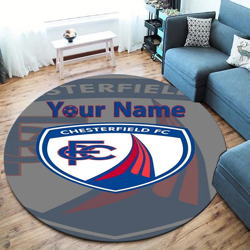 Chesterfield Fc Crest Custom Name Round Area Rug Carpet Rug For Living Room Bedroom Sofa Playroom Decor Nonslip Floor Mat