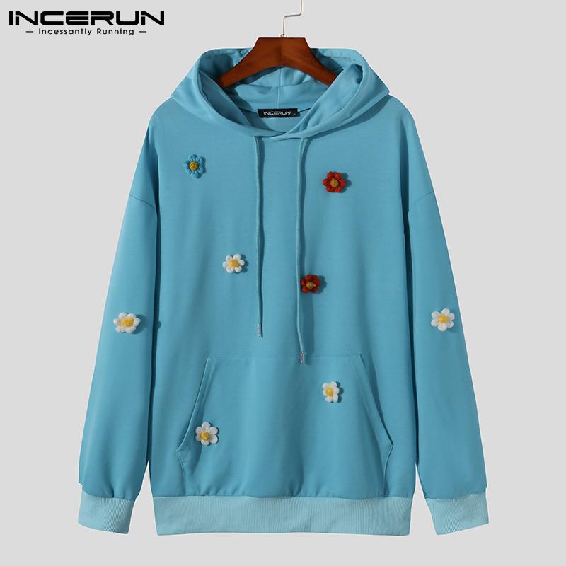 

INCERUN осенне-весенние мужские свободные топы с капюшоном и принтом