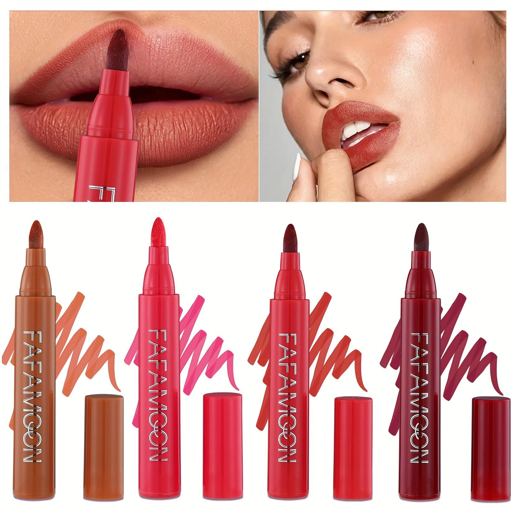 

2 в 1 Mark Lip Dye Pen Матовый карандаш для губ Colorfast Стойкий карандаш для губной помады Глазурь для губ Карандаш для контура губ 4 цвета