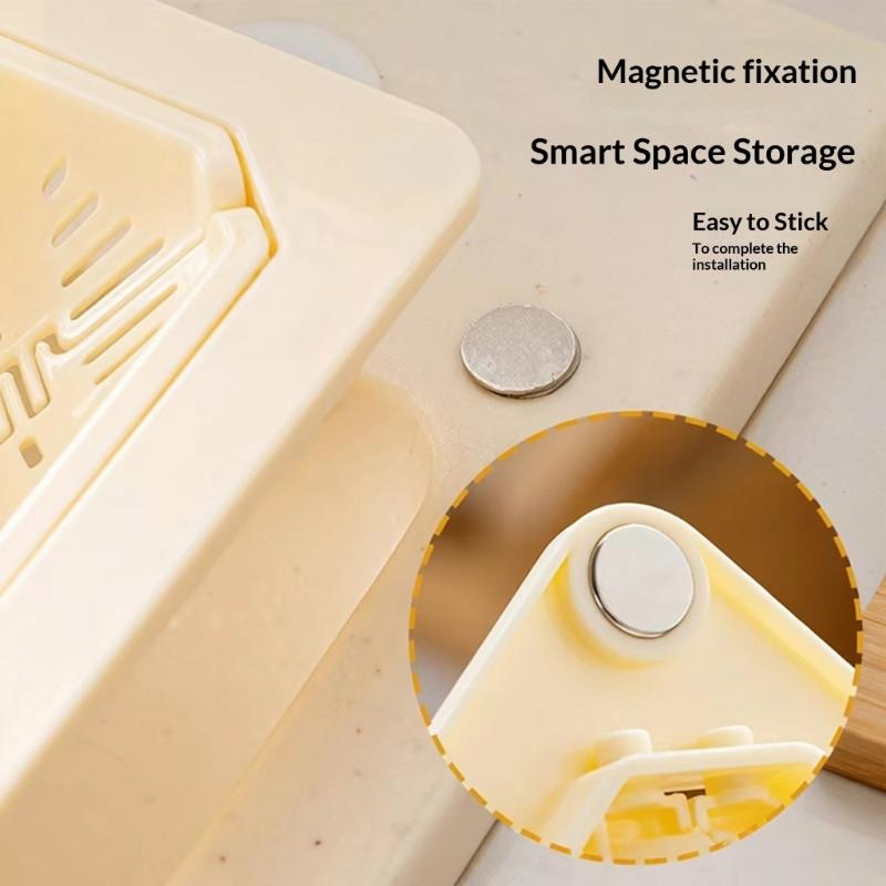 Triangular Magnetic Suction Drainage Filter Basket Corner Sink Strainer Twist Open Bottom Efficient Vegetable Draining